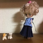 プチブライス  デニムブラウス・ロングスカート
