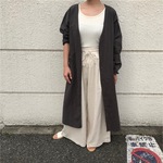【即納】リネンカーディガン（チャコール）