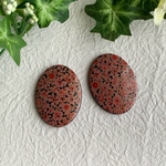 【SALE】ドイツヴィンテージ アクリルオーバルカボション ピンクフラワープリント 2個セット