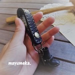 革のベルトループキーホルダー・ミニブーツ付き・黒
