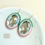  ゆれる 刺繍ピアス  ◯ oval