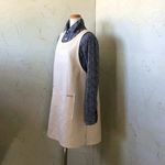 薄ベージュ・モールストライプ　サイドスリット・プルオーバーエプロンドレス　88