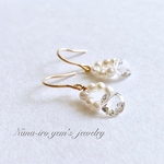14kgf  white topaz × pearl pierce