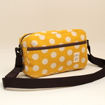 マスタード色　ドッド柄プリント生地　 シンプルショルダーバッグ♪　Fm2 Lab.