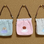 トイプードルの刺繍入りバネ口ポーチ