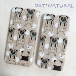 ♡オーダーメイド♡ おしゃれパグ（ドットナチュラル)iPhone5/5s,iPhone6【犬/いぬ/イヌ】