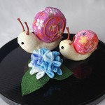 梅雨飾り 紫陽花とカタツムリの親子🐌