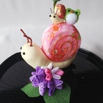 梅雨飾り 紫陽花とカタツムリの親子🐌