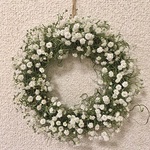かすみ草のナチュラルリース＊１８ｃｍ＊ウェルカムリース