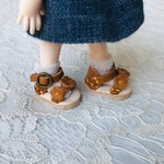 ミニチュア靴 オビツ11サンダル キャメル花