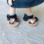 ミニチュア靴 オビツ11サンダル ダークネイビー×リボン
