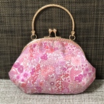 SALE 30%OFF リバティがま口  持ち手付きギャザーポーチ