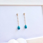 再販✨🏝🐠Caribbean Blue 🐠🏝イヤリングorピアス💎Swarovski or zirconia💎お出かけ マリン ゴールド　しずく　雫　水面