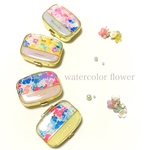 再販×15 ＊【名入れ】水彩フラワー ピルケース/アクセサリーケース