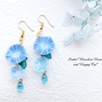 特集掲載【朝顔ピアス･イヤリング】*Morning drops*【群青色】再販5