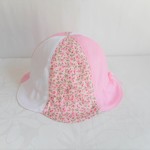 女の子・ピンクの小花・ホワイト・ピンクのストライプのチューリップハット（45～48）80サイズ位