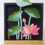 🔴naopi様オーダー品🔴ちりめん  蓮  押し絵  壁掛け  C