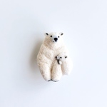  ANIMALブローチ/シロクマの親子②