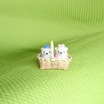 シロクマ織姫&彦星 バスケット入り 羊毛フェルト