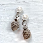 チェコ糸ボタン×ヴィンテージビーズピアス