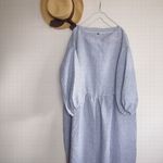 リネンチェックでバルーンスリーブワンピース