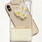 送料無料 ＊ クリームカラーが大人可愛い押し花スマホケース