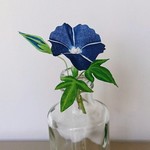 朝顔の布花ブローチ【青】