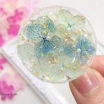 【送料無料】 ブルー♡紫陽花と純金箔のポニーフック（ヘアゴム）