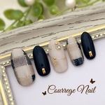 ネイビーベースのチェック柄ネイルチップ♡送料無料 No.61