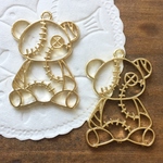 5個セット/大ケガ！つぎはぎベアー・クマの空枠・ツギハギくまレジン枠・フレームチャーム／型番330－Ｆ（5個）
