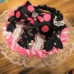 犬・猫の首輪　約29～33　cocochanバンダナチョーカー　音符・ゴスロリ風・黒・猫・音符・プリンセス