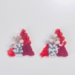 三角△  ビーズ刺繍△ ピアスorイヤリング △赤