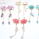 雨粒が揺れる紫陽花ピアス・イヤリング