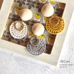 ウッドビーズ×レース編み♢earring  or pierce