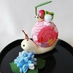 梅雨飾り 紫陽花とカタツムリの親子🐌