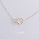 ダブルサークルネックレス / シンプルネックレス / ゴールドネックレス / 上品ネックレス / 華奢ネックレス