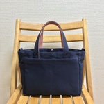 「ボックストート」小サイズ「ネイビー(紺)×ファインローズ」帆布トートバッグ 倉敷帆布8号