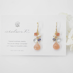 #737★ピンクムーンストーンとインカローズのピアス14KGF