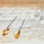 １点限定！Aqua Blue Square Gold Chain Pierce