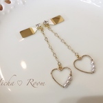 貼るピアス♡パール3連ゴールドハート