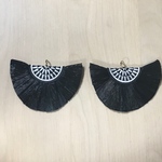 BLACK HALF MOON LAFIA CHARM TASSEL PARTS