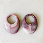 Vintage Matte White Purple Marble Oval Hoop Connectors