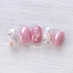 クリアピンク＊小花柄ネイル
