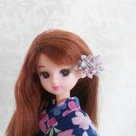＊新作＊6.7月限定　額紫陽花風つまみ細工かんざし  ピンク系　リカちゃん・オビツ11サイズ