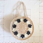 nm15さまオーダー分【受注製作】PVC＋ドイリーのサークルBAG＊ナチュラルXモノトーン～ボタン付き