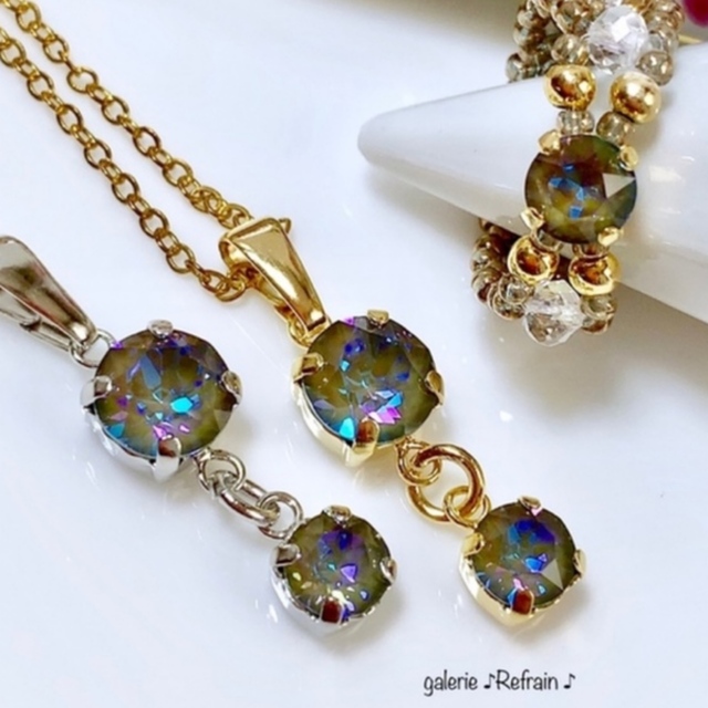 スワロフスキー ネックレス\u201c星に願いを\u201d《ビーズネックレス》【ビーズアクセサリー】ネックレス シルバー・ゴールド・新作