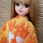 リカちゃん着物・ゆかた(ハイビスカス)