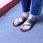 re-born sandals ver.khaki/ フラットサンダル ・カーキ