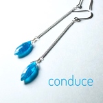 Apatite 天然石ブルーアパタイトロングピアス