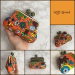 レトロなお財布 がま口財布 オレンジ 親子がま口 ポーチ
